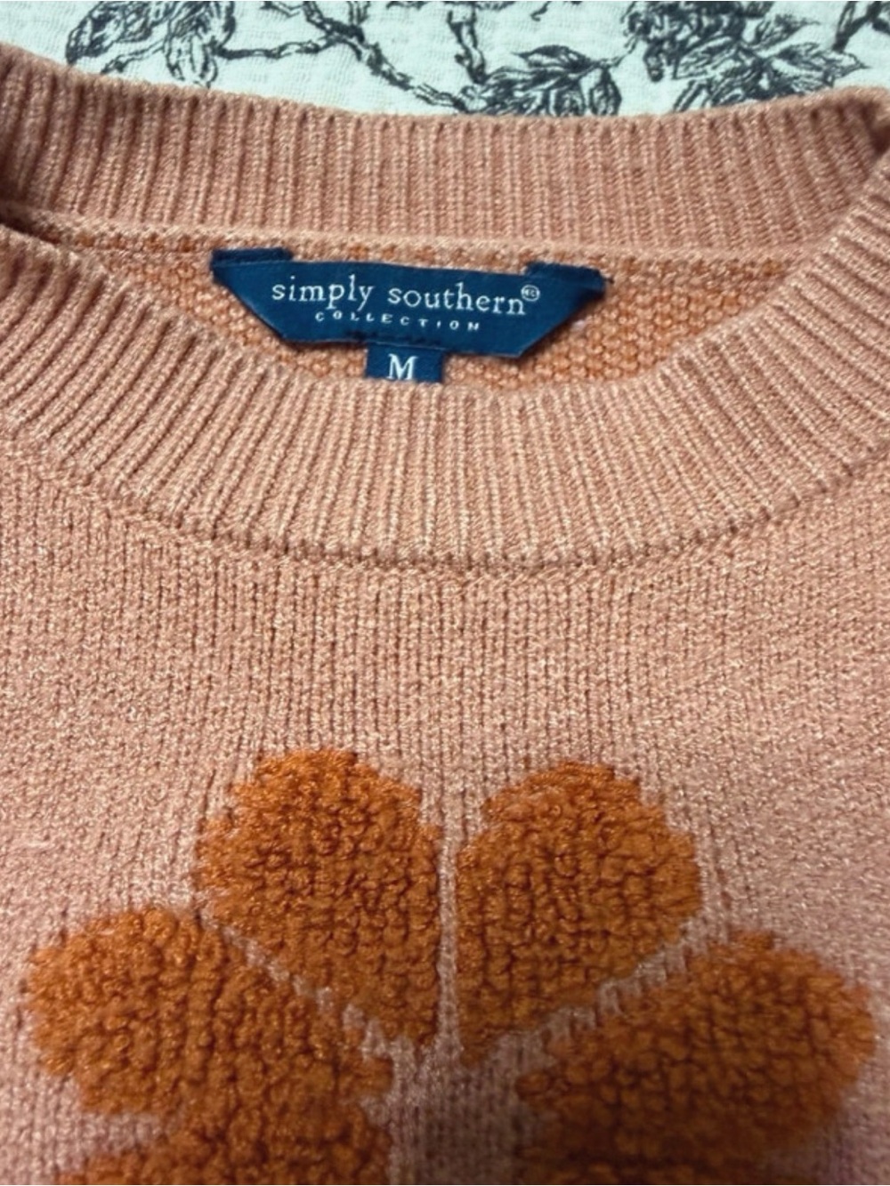 Simply Southern rust Floral cropped Crewneck Sweater - Picture 4 of 8